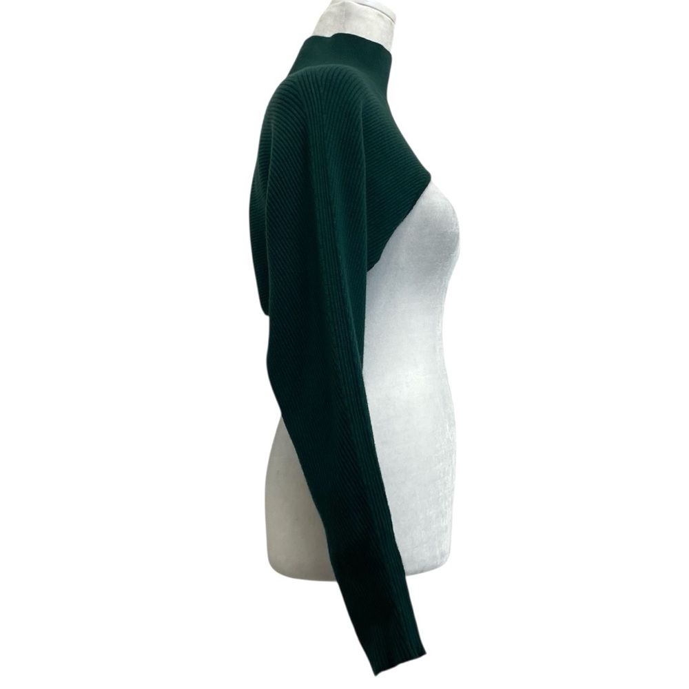 Banana Republic Green Ribbed Mock Neck Bolero Sleeves Shrug Sweater - Picture 4 of 8